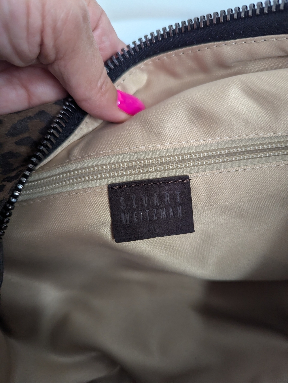 Stuart Weitzman Leopard Suede Studded Hobo Bag w/Tags - Picture 9 of 16